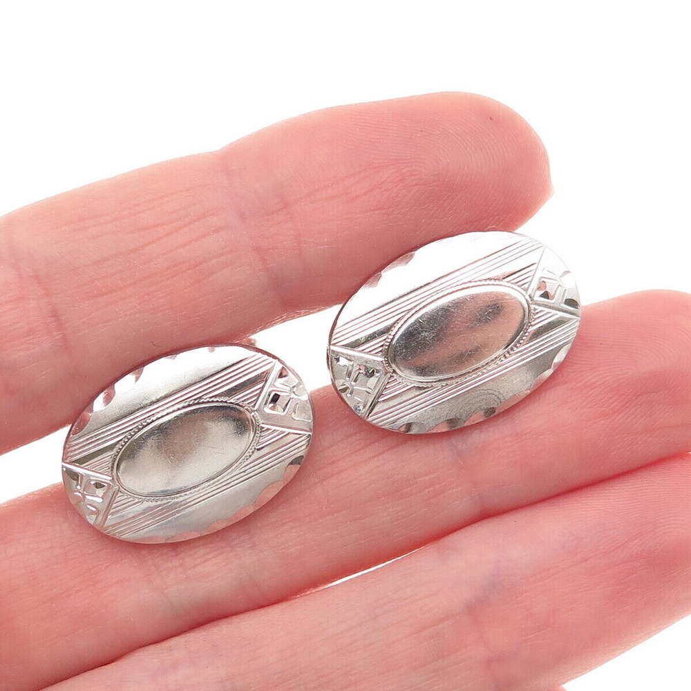 Anson 925 Sterling Silver Antique Art Deco Oval Cufflinks